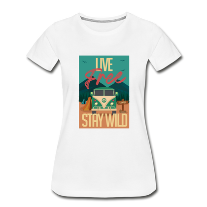 Live Free Stay Wild Women’s Premium Organic T-Shirt - white