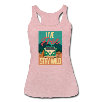 Live Free Stay Wild Women’s Tri-Blend Racerback Tank - heather dusty rose