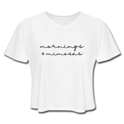 Mornings + Mimosas Women's Cropped T-Shirt - white