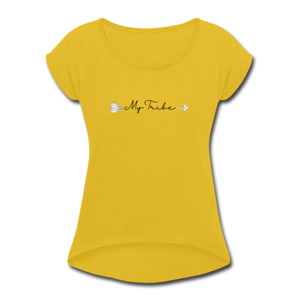 My Tribe Women's Roll Cuff T-Shirt - mustard yellow