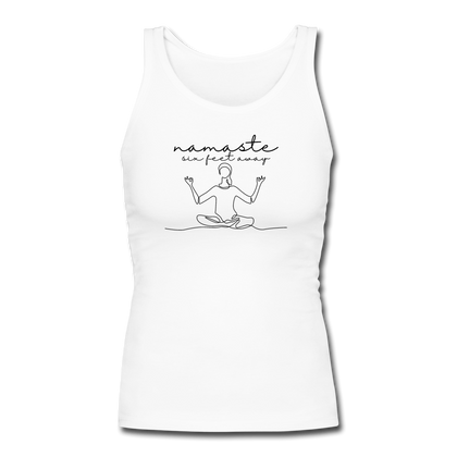 Namaste Six Feet Away Women's Longer Length Fitted Tank - white