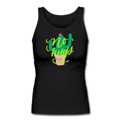 No Hugs Women's Longer Length Fitted Tank - black