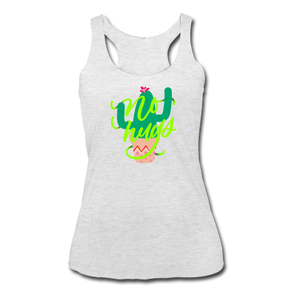 No Hugs Women’s Tri-Blend Racerback Tank - heather white