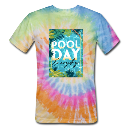 Pool Day Everyday Unisex Tie Dye T-Shirt - rainbow