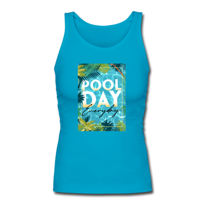 Pool Day Everyday Women's Longer Length Fitted Tank - turquoise