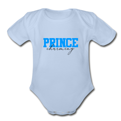 Prince Charming Organic Short Sleeve Baby Bodysuit - sky