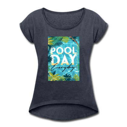 Pool Day Everyday Women's Roll Cuff T-Shirt - navy heather