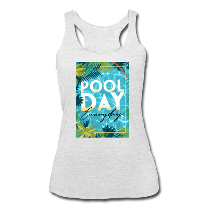 Pool Day Everyday Women’s Tri-Blend Racerback Tank - heather white