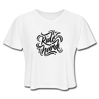 Ride Hard Women's Cropped T-Shirt - white