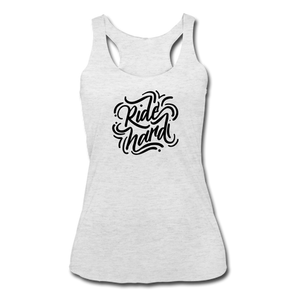 Ride Hard Women’s Tri-Blend Racerback Tank - heather white