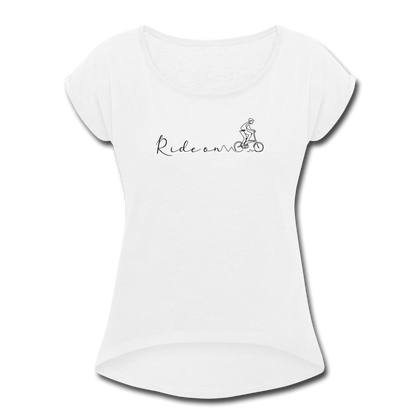 Ride On Women's Roll Cuff T-Shirt - white