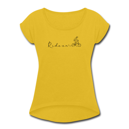 Ride On Women's Roll Cuff T-Shirt - mustard yellow