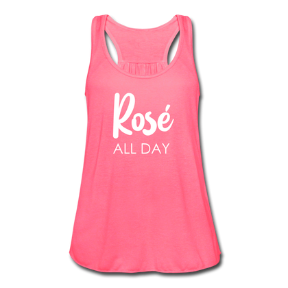 Rose All Day Women's Flowy Tank Top - neon pink