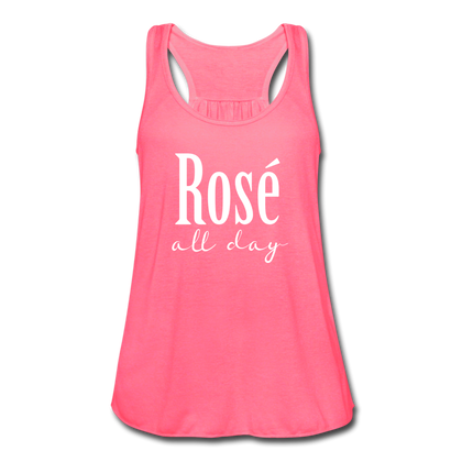 Rose All Day Women's Flowy Tank Top - neon pink