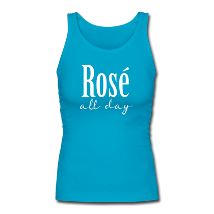 Rose All Day Women's Longer Length Fitted Tank - turquoise