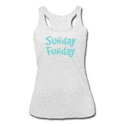 Sunday Funday Women’s Tri-Blend Racerback Tank - heather white