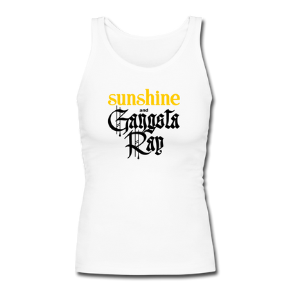 Sunshine and Gangsta Rap Women's Longer Length Fitted Tank - white