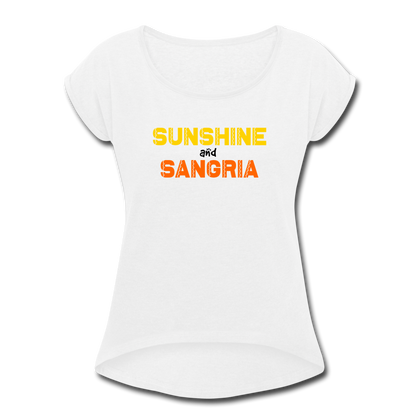 Sunshine and  Sangria Women's Roll Cuff T-Shirt - white