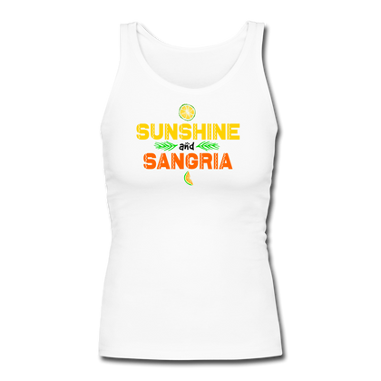 Sunshine and Sangria Women's Longer Length Fitted Tank - white