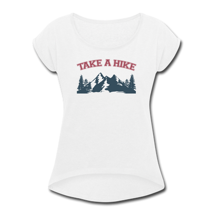 Take A Hike Women's Roll Cuff T-Shirt - white