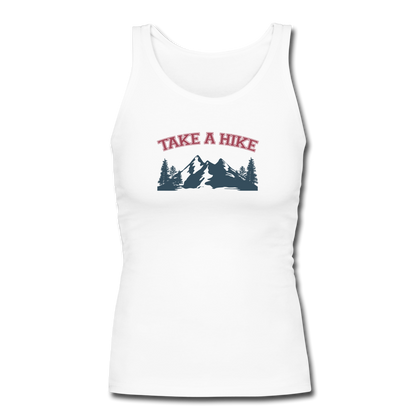 Take a Hike Women's Longer Length Fitted Tank - white