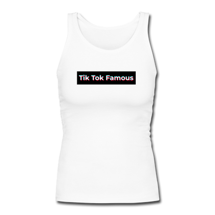 Tik Tok Famous Women's Longer Length Fitted Tank - white