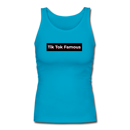 Tik Tok Famous Women's Longer Length Fitted Tank - turquoise