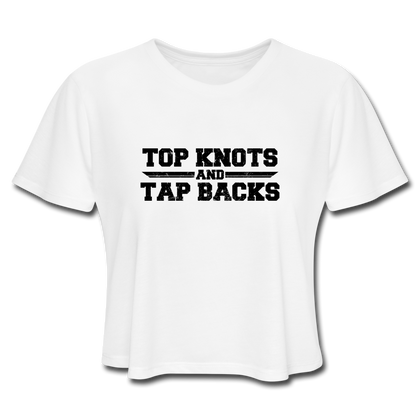 Top knots & Tap Backs Women's Cropped T-Shirt - white