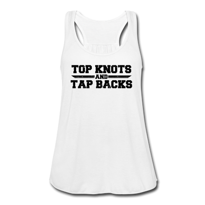 Top Knots and Tap Backs Women's Flowy Tank Top - white