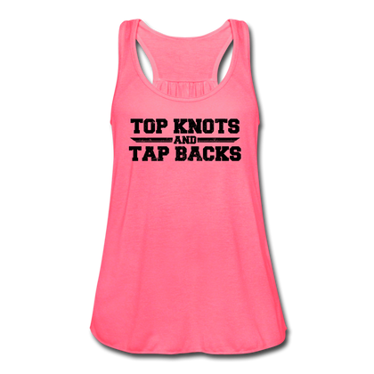 Top Knots and Tap Backs Women's Flowy Tank Top - neon pink