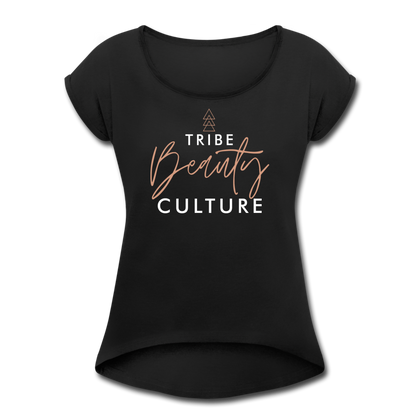 Tribe Beauty Culture Women's Roll Cuff T-Shirt - black