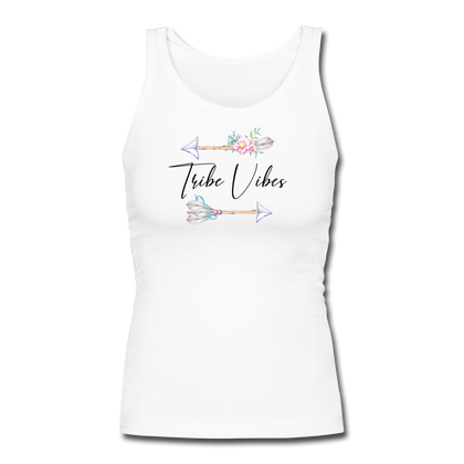 Tribe Vibes Women's Longer Length Fitted Tank - white